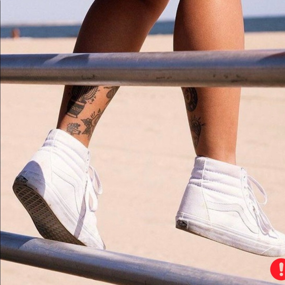 White Canvas High Top Vans - SK8 HI